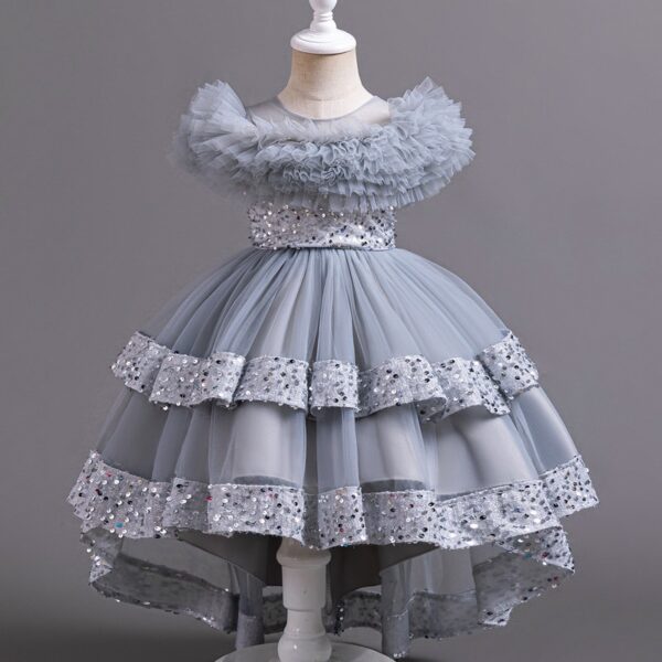 sequined big girls flower girl high-low dress