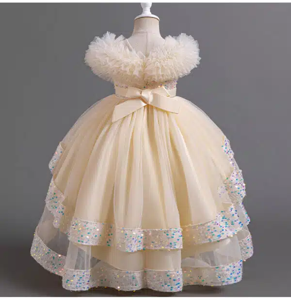 sequined big girls flower girl high-low dress