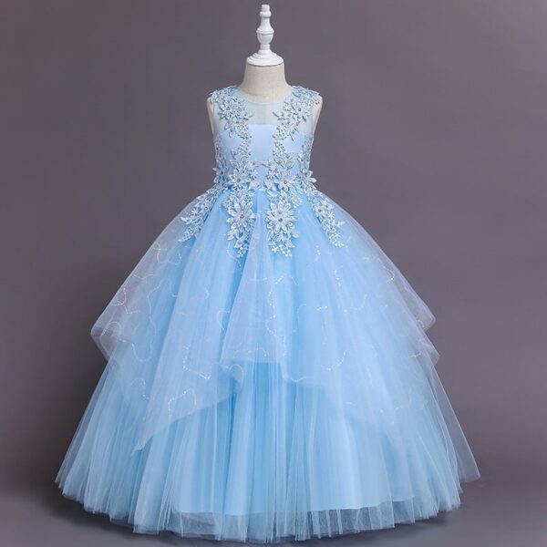 long evening ball flower embroidery gown kids