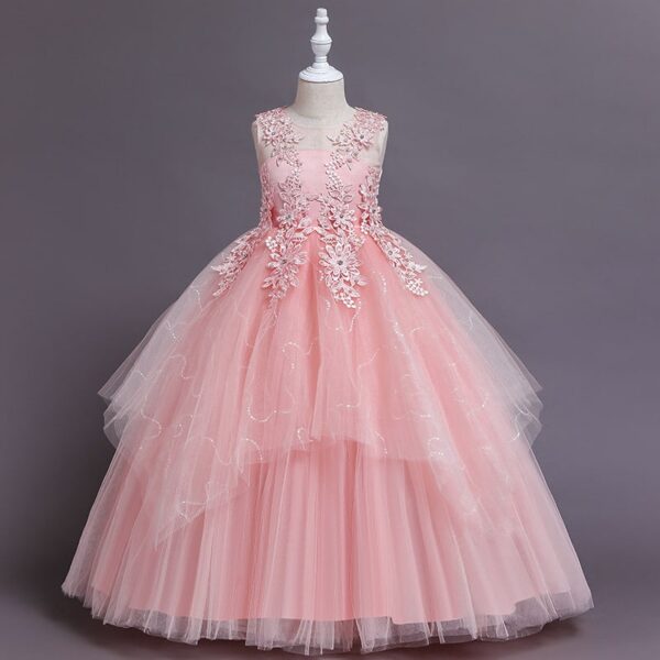 long evening ball flower embroidery gown kids