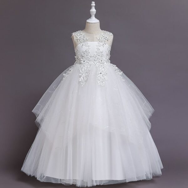 long evening ball flower embroidery gown kids
