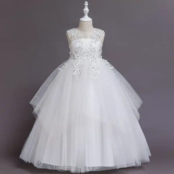 long evening ball flower embroidery gown kids