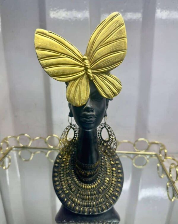handcrafted african gold & black head statue decor 2