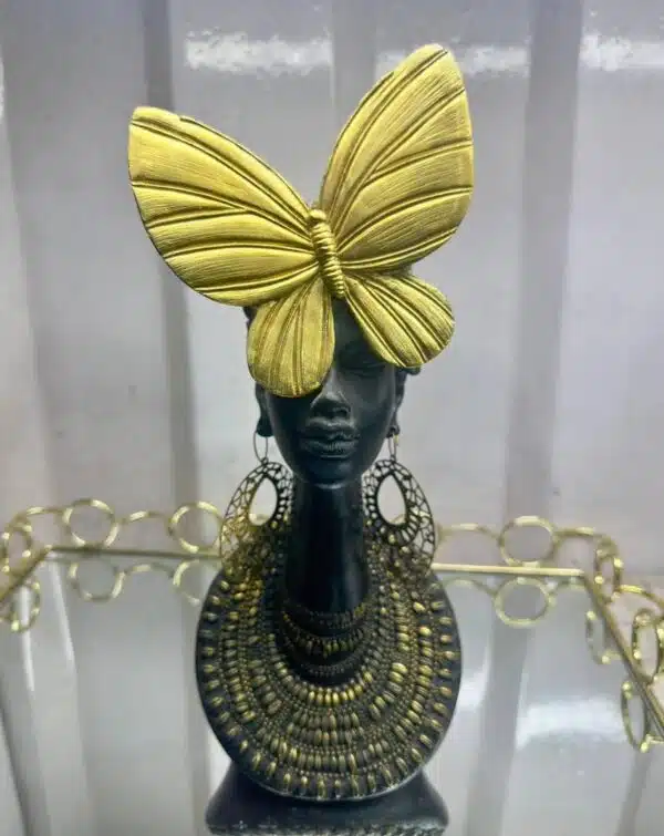 handcrafted african gold & black head statue decor 2