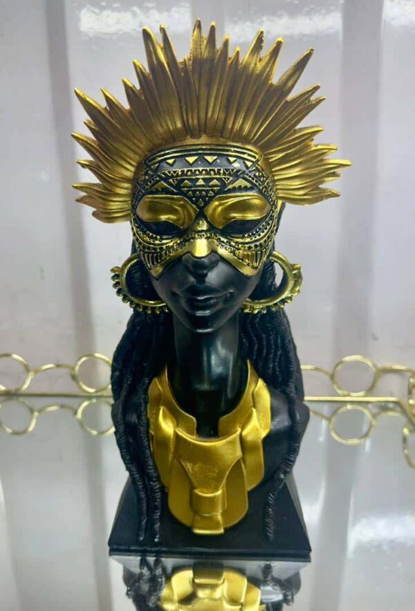 handcrafted african gold & black head statue decor 3