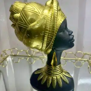 Handcrafted African Gold & black head statue decor