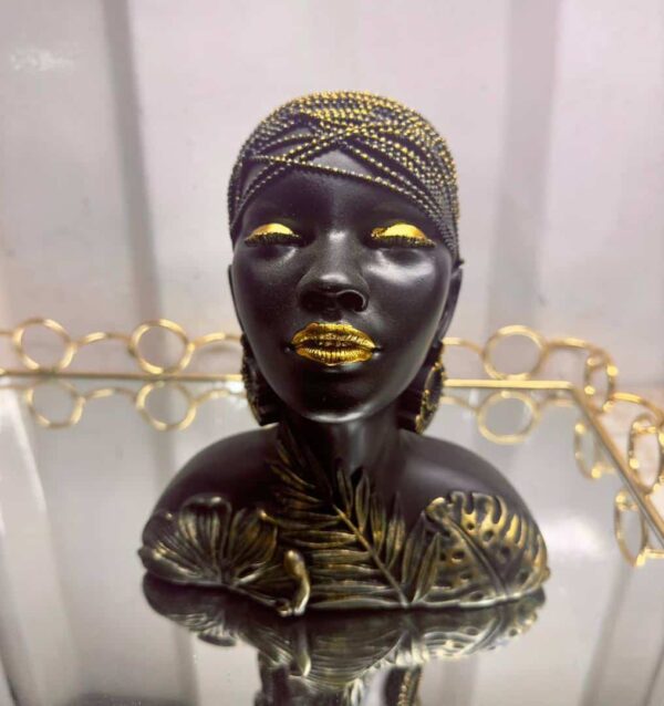 handcrafted african gold & black head statue decor 4