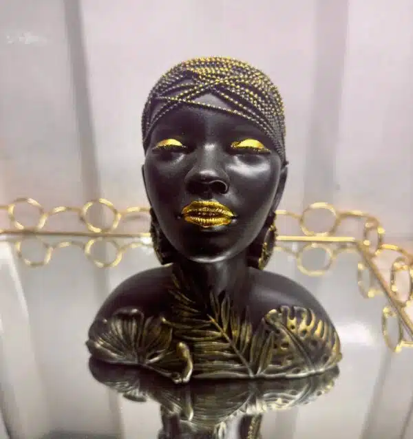 handcrafted african gold & black head statue decor 4