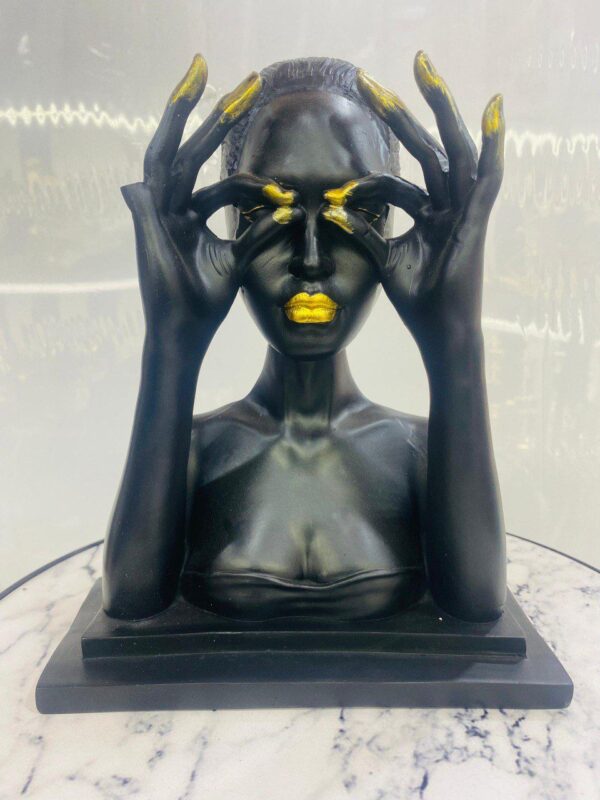 handcrafted african gold & black head statue decor 5