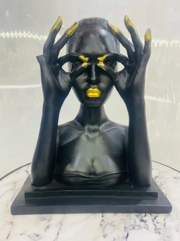 handcrafted african gold & black head statue decor 5