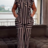 Women Short Sleeve Shirt And Pants Set