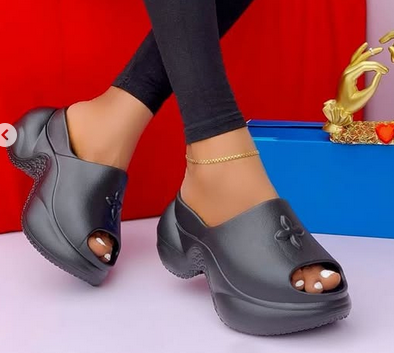 rubber thick sole platform slippers