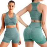 Seamless 2 Piece Short Pants With Sport Bra Set
