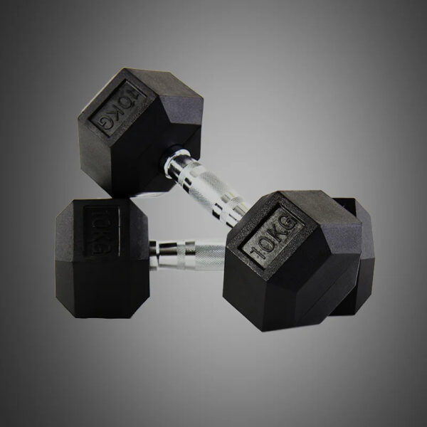 10kg hex rubber coated dumbbell pair