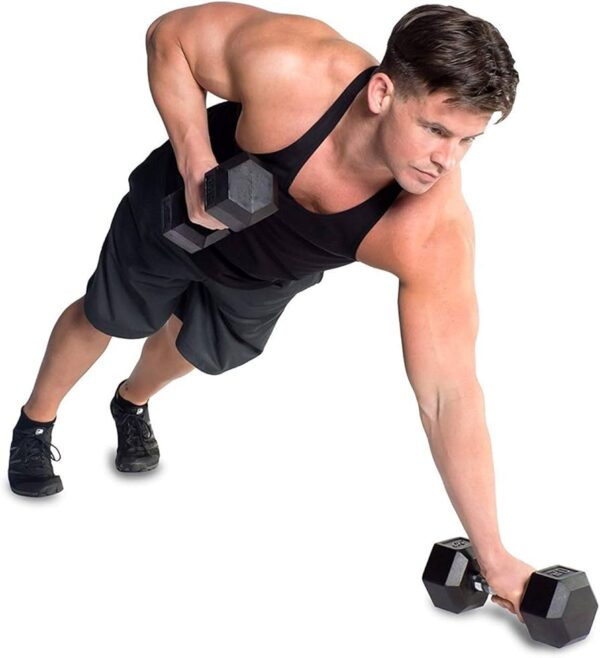 hex rubber coated 5kg dumbbell pair