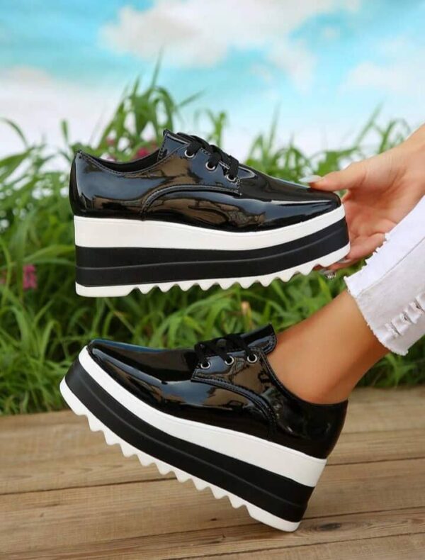 women casual wedge lace-up shoes