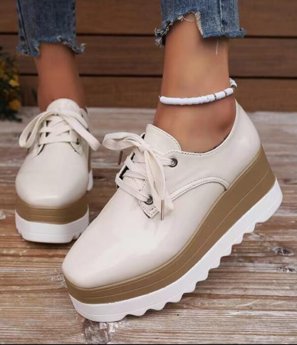 women casual wedge lace-up shoes