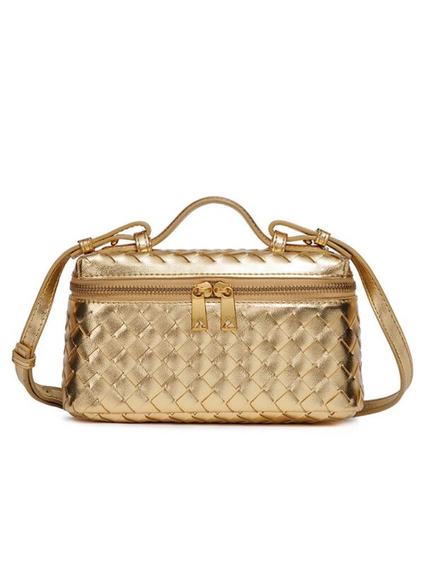 designer leather woven crossbody bag
