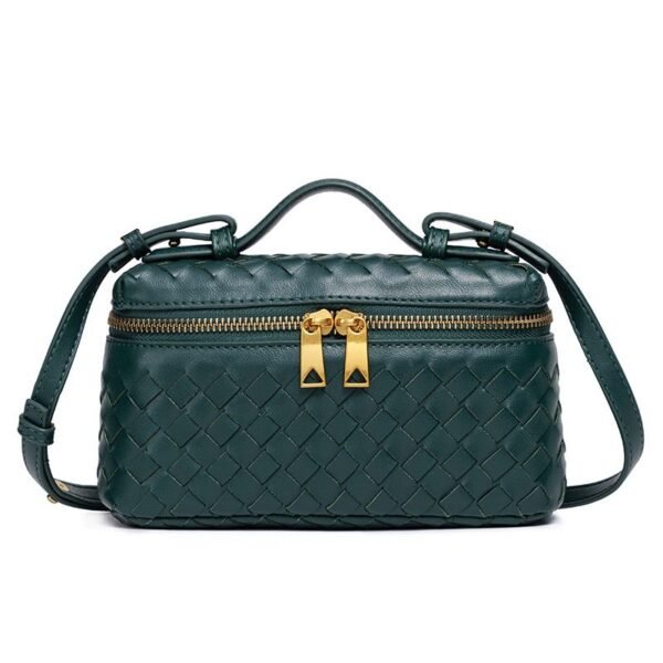 designer leather woven crossbody bag