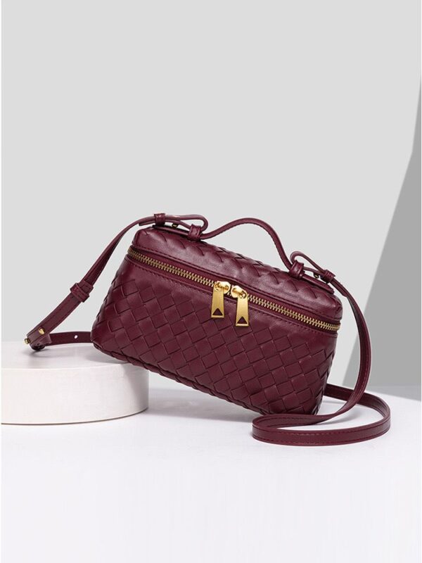 designer leather woven crossbody bag