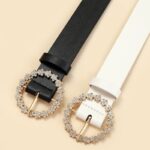 Women Round Buckle Leather Belt