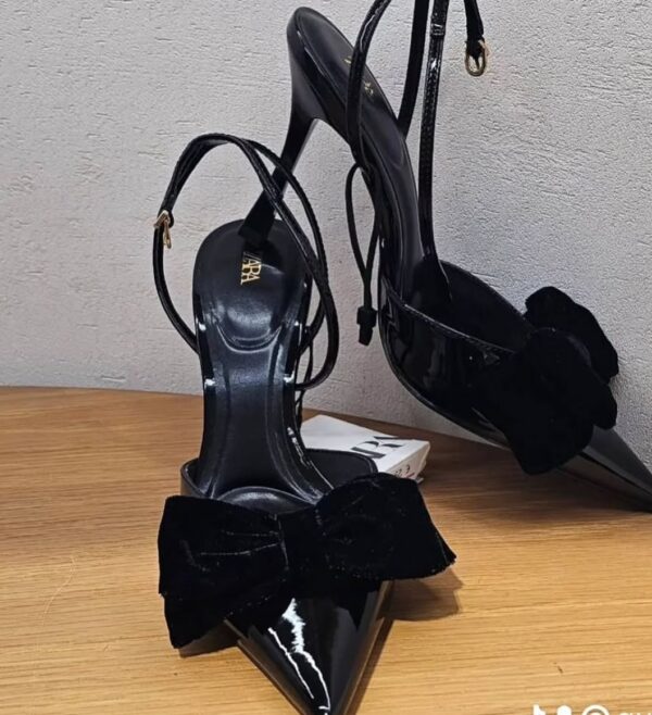 women's heels with velvet bow