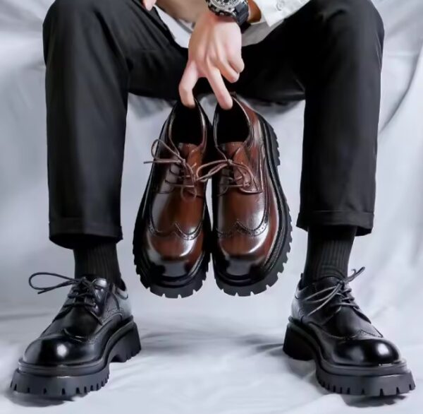 classic brogue leather platform shoes