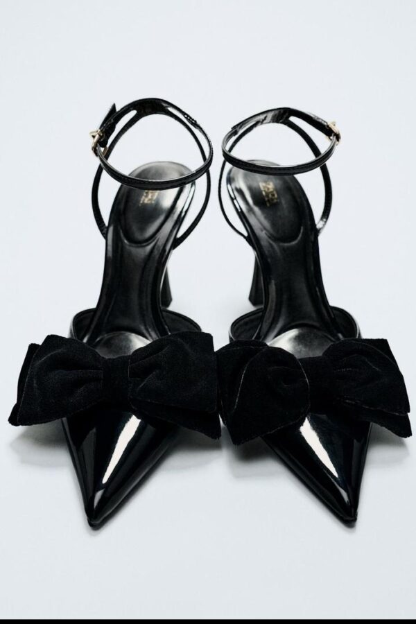 women's heels with velvet bow