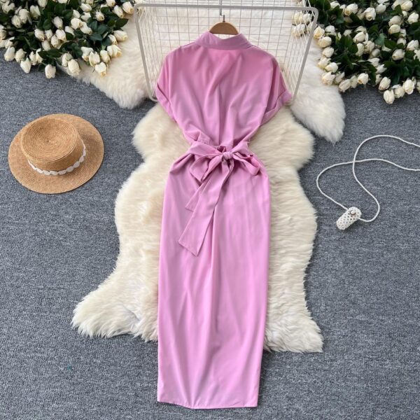 Women Ruched Front Shirt Dress