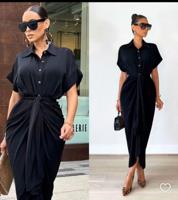 Women Ruched Front Shirt Dress