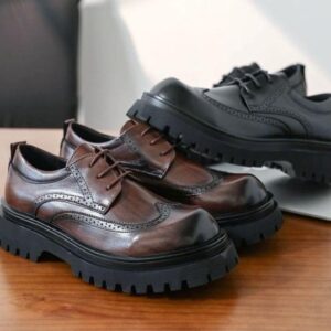 Classic Brogue Leather Platform Shoes