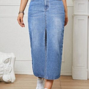 women casual high waist jeans skirt
