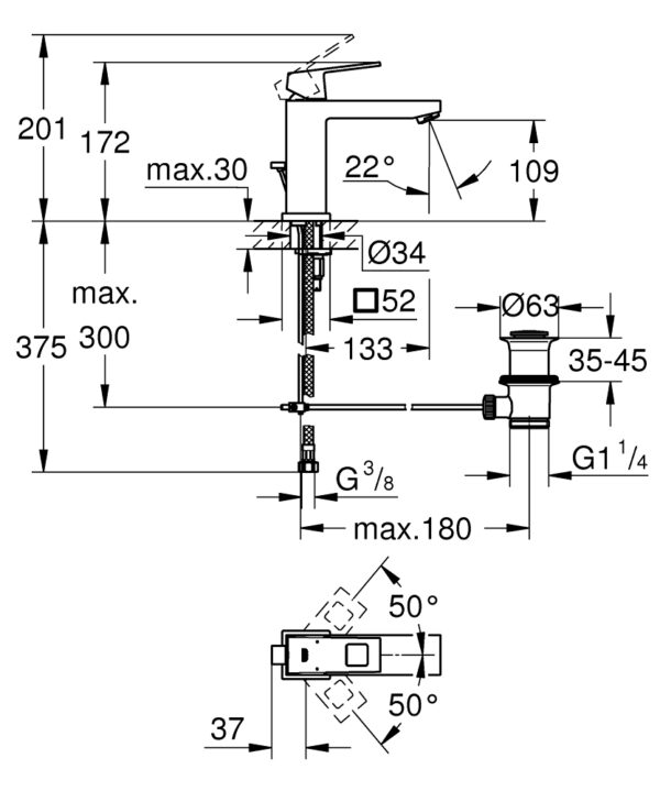 grohe euro cube basin mixer 23445000