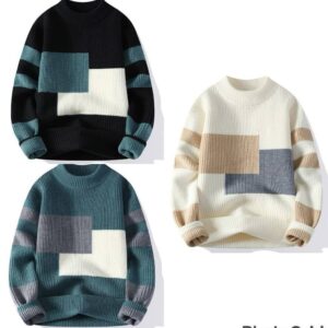 knitted thick loose o-neck long sleeve sweater