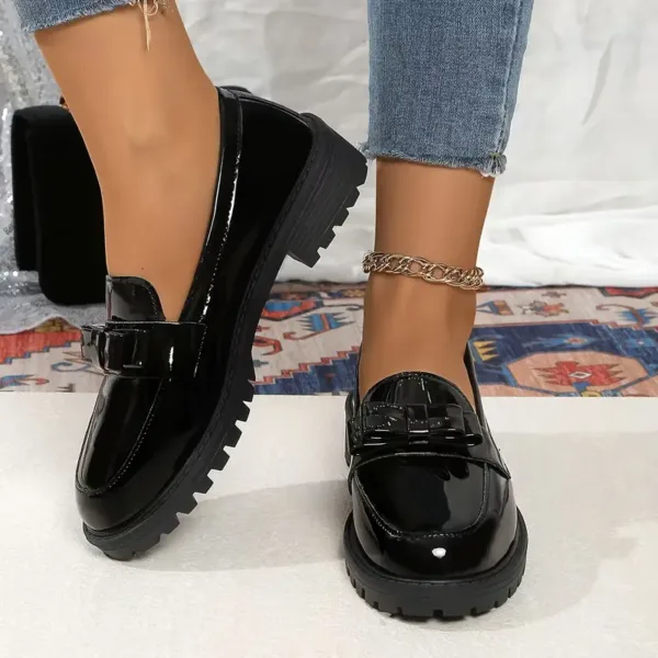 women classic patent leather penny loafers