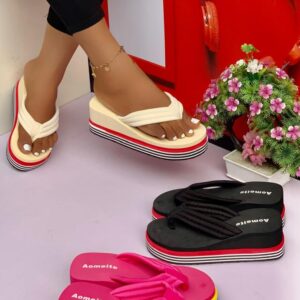 ladies wedge flip flop slippers