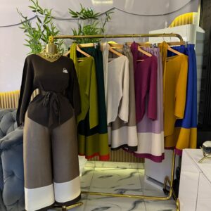 ladies belted top and palazzo pant set