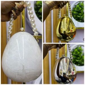 egg shaped acrylic clutch bag