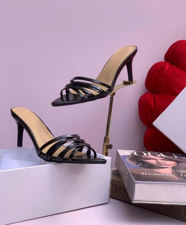 women strappy leather mules