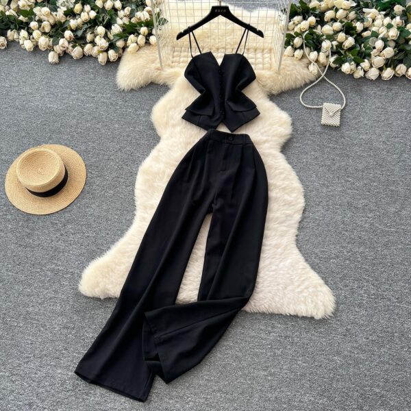 women casual sleeveless top and pant set