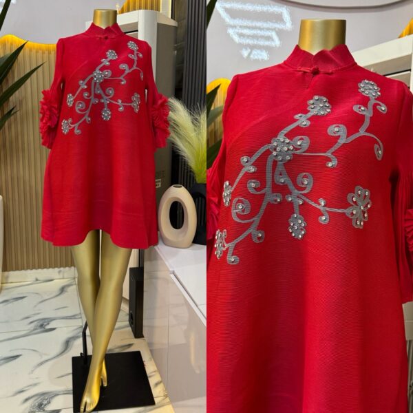 women ruffle sleeve fashion dress