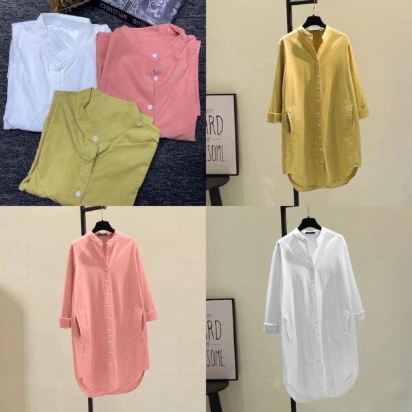 mid-length pocket buttoned shirt