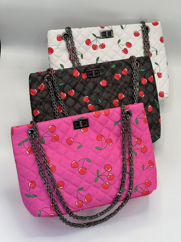 Ladies Cherry Quilted Tote Bag