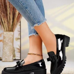 women classic patent leather penny loafers