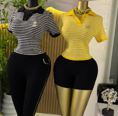 knitted striped ladies top