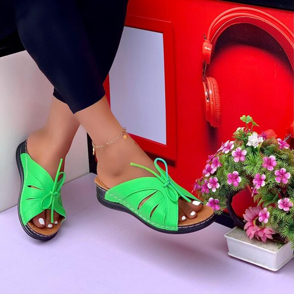 bowknot design wedge heeled slippers