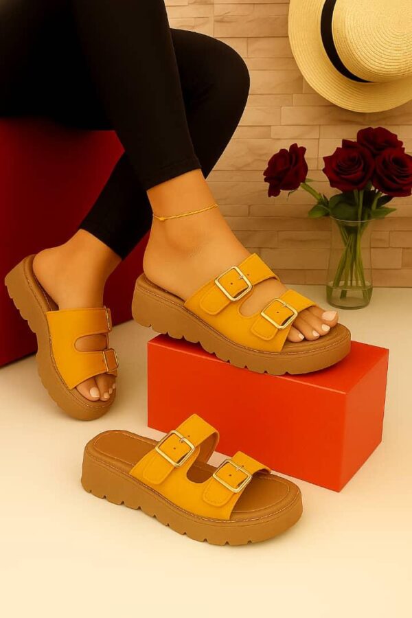 women adjustable strap platform slippers