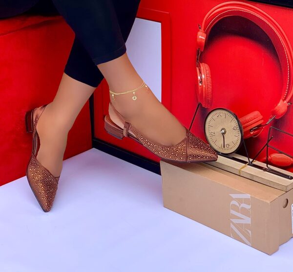 ladies covered toe sling-back low heel shoes