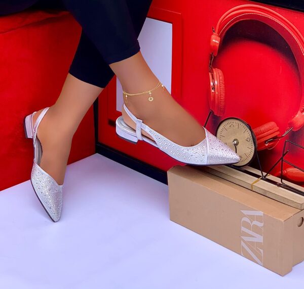 ladies covered toe sling-back low heel shoes