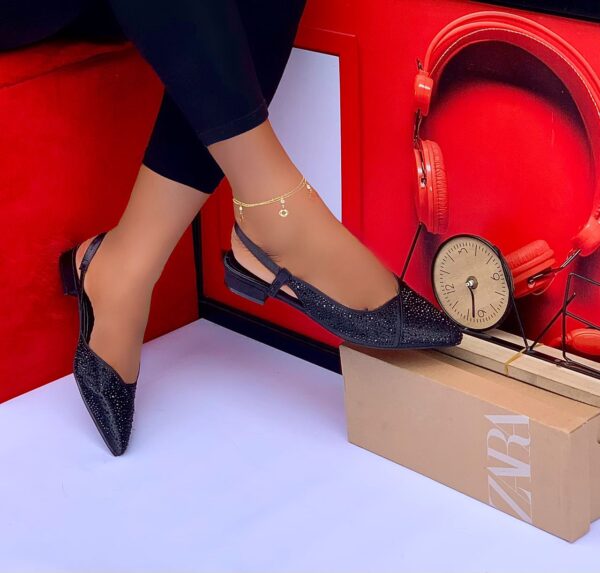 ladies covered toe sling-back low heel shoes